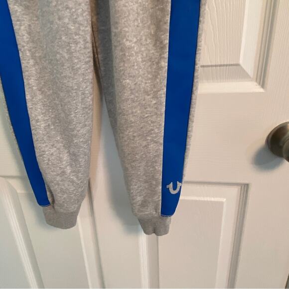 True Religion Sweatpants kids boys girls size Small gray with blue side stripe S - Picture 2 of 4